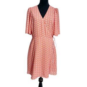 Alice + Olivia Size 6 Dress Sandra Angel Sleeve Wrap 3/4 Sleeve English Rose